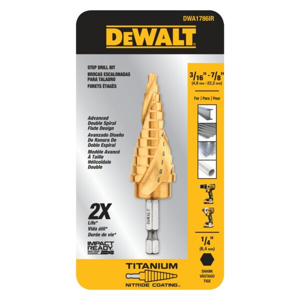 DEWALT DWA1786IR 3/16" - 7/8" Impact Ready Step Drill Bit