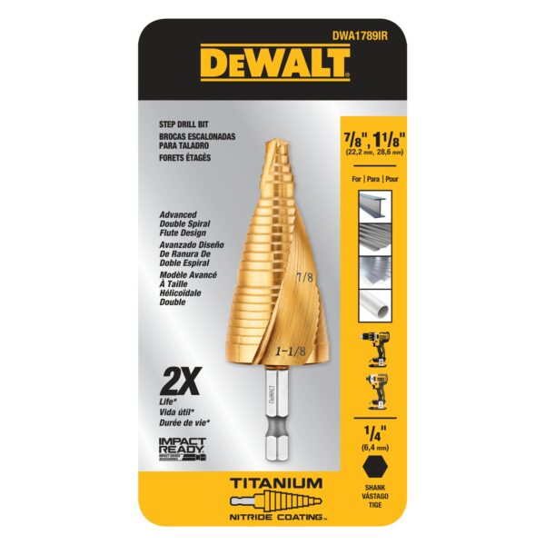 DEWALT DWA1789IR 7/8" - 1-1/8" Impact Ready Step Drill Bit