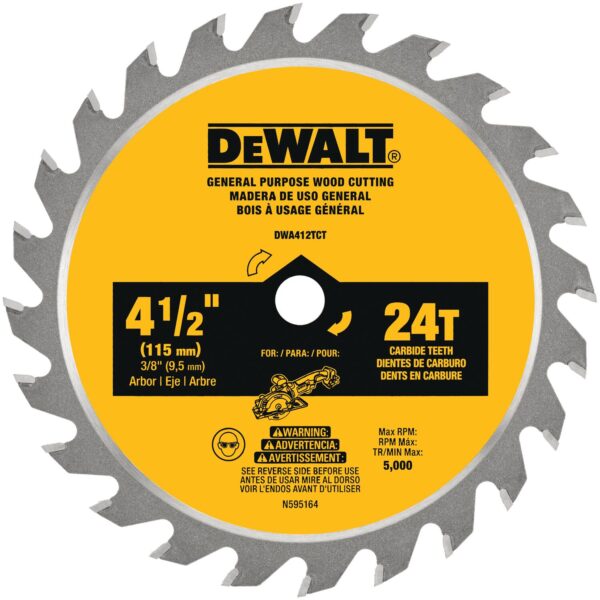 DEWALT DWA412TCT 4-1/2" 24T TCT Circular Saw Blade