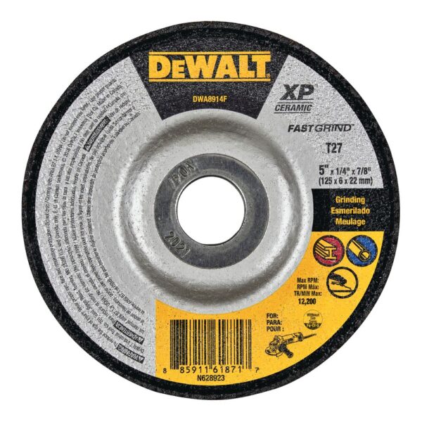 DEWALT DWA8914F  5" X 1/4" X 7/8" XP Ceramic Fast Grind Wheels