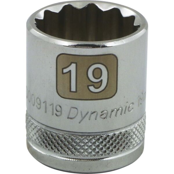DYNAMIC TOOLS D009119 3/8" Drive 12Pt 19mm Chrome Socket