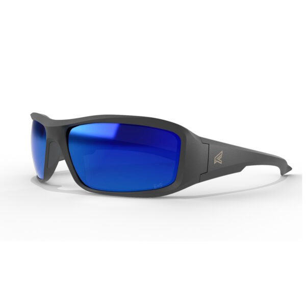 EDGE XB138 Brazeau Torque Safety Glasses - Blk w/ Red E Frame Blue Mirror Lens