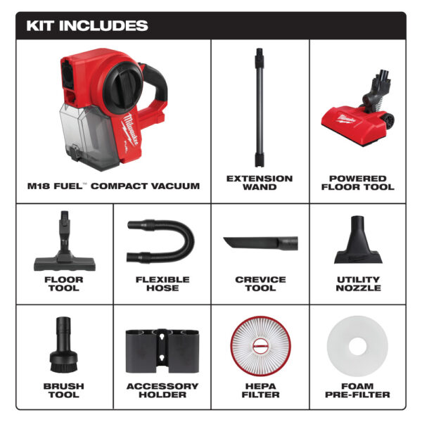 MILWAUKEE 0940-20 M18 FUEL Compact Vacuum Tool Only - Image 3