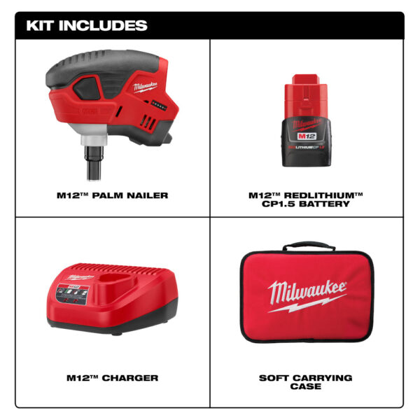 MILWAUKEE 2458-21 M12 Palm Nailer Kit - Image 2