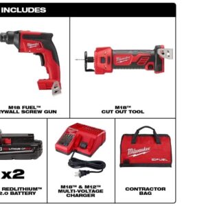 MILWAUKEE 2866-22CTP M18 Fuel Drywall Screw Gun & Cut-Out Tool Kit