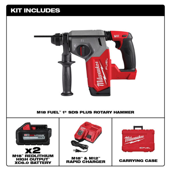 MILWAUKEE 2912-22 M18 FUEL 1" SDS Plus Rotary Hammer Kit - Image 2