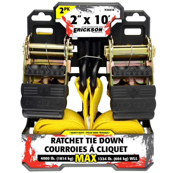 ERICKSON 34410 2" x 10' 4000lb Ratcheting Tie-downs 2PK