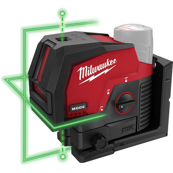 MILWAUKEE 3622-20 M12 Green Cross Line & Plumb Points Laser Tool Only - Image 2