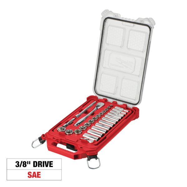 MILWAUKEE 48-22-9481 3/8" 28pc Ratchet and Socket Set in PACKOUT - SAE - Image 3