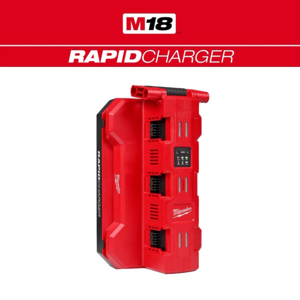 MILWAUKEE M18 Six Bay Daisy Chain Rapid Charger, Packout Compatible, w/ 15" Cord