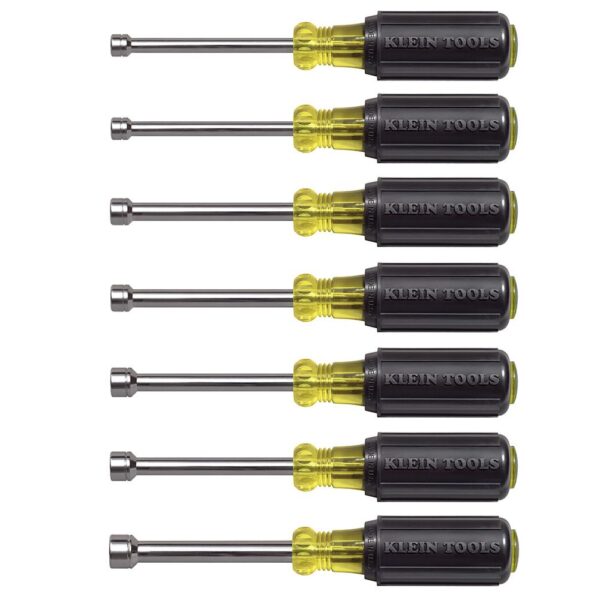 KLEIN 65160 Nut Driver Set Metric Nut Drivers 3" Shafts 7Pc