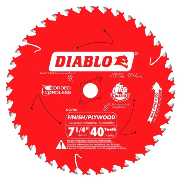DIABLO D0740A 7-1/4" x 40T Finishing Circular Saw Blade