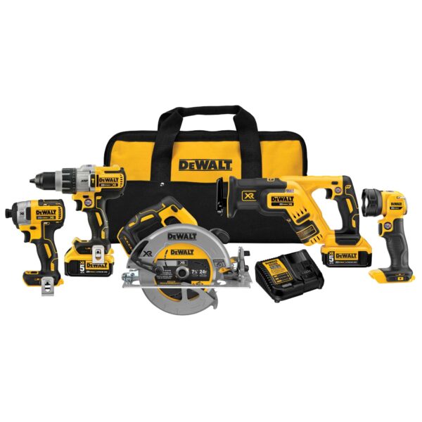 DEWALT DCK594P2 20V MAX XR Brushless 5-Tool Combo Kit w/2 - 5.0Ah Batteries
