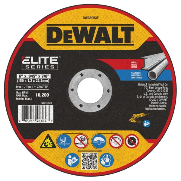 DEWALT DWA8953F  6" x .045" x 7/8 Type 1 XP Ceramic Cut Off Wheel