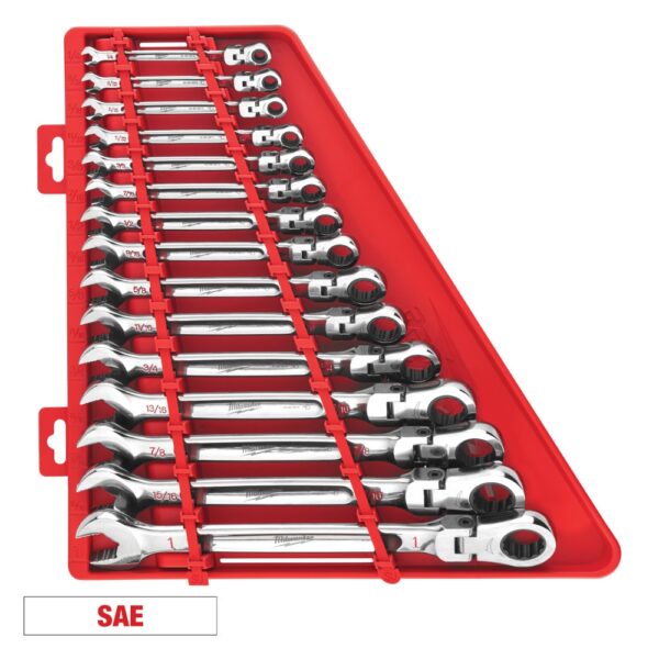 MILWAUKEE 48-22-9413 15pc Flex Head Ratcheting Combination Wrench Set - SAE - Image 2
