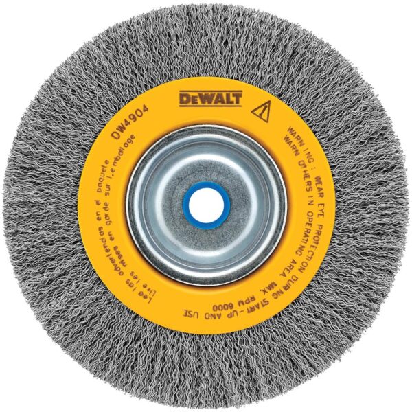 DEWALT DW4904 6" Crimped Bench Wire Wheel 5/8"-1/2" Arbor Medium Face .014