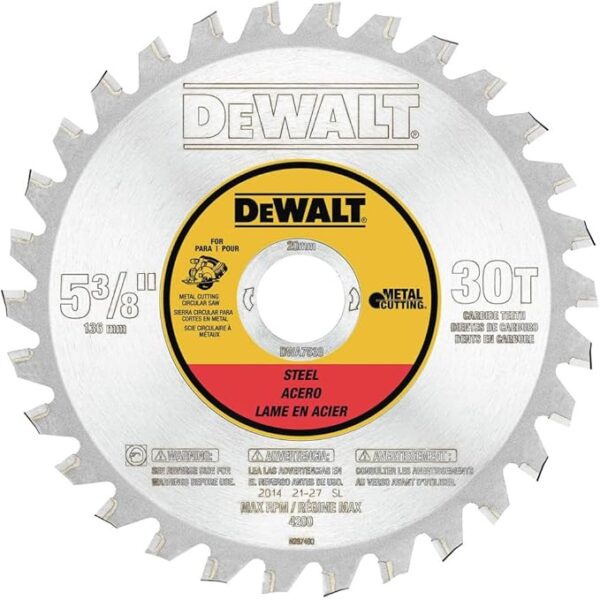 DEWALT DWA7538 5-3/8" 30T Ferrous Metal Cutting Saw Blade 20mm Arbor