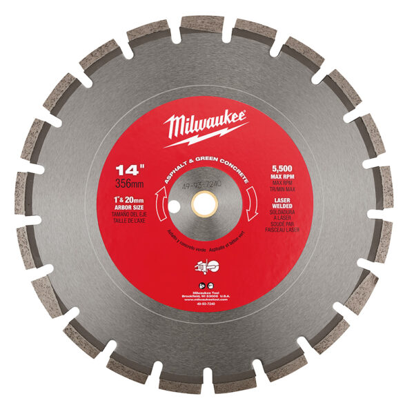 MILWAUKEE 49-93-7240 14" Asphalt & Green Concrete Segmented - Image 2