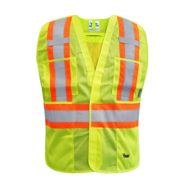 VIKING 6125G-S/M Safety Vest 4 Pockets D-Ring Access - Fluorescent Green