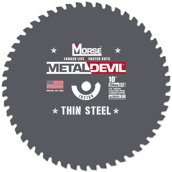 MK MORSE 102766 10" 52T Circular Saw Blade Thin Steel 5/8" Arbour