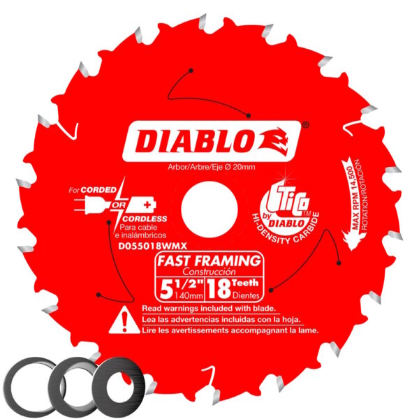DIABLO D055018WMX 5-1/2 in. x 18 Tooth Fast Framing Saw Blade