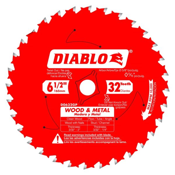 DIABLO D0632GPA 6-1/2" x 32T Wood/Metal Circular Saw Blade