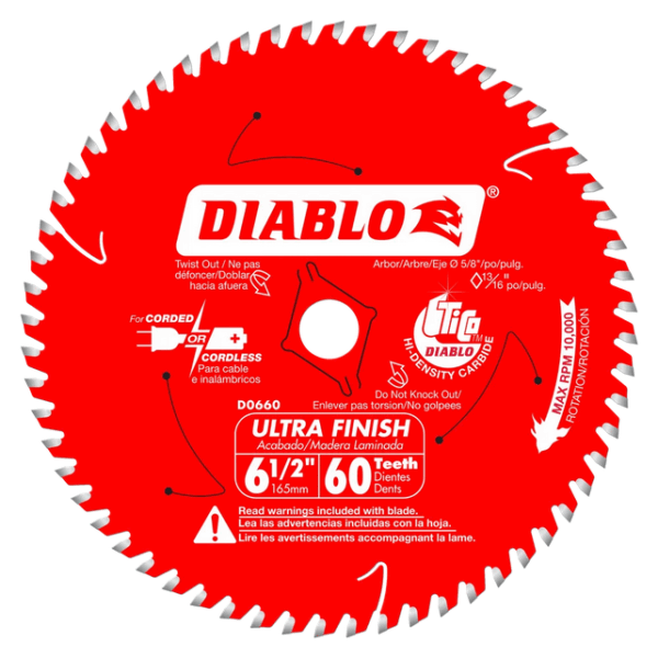 DIABLO D0660A 6-1/2" x 60T Fine Finish Circular Saw Blade