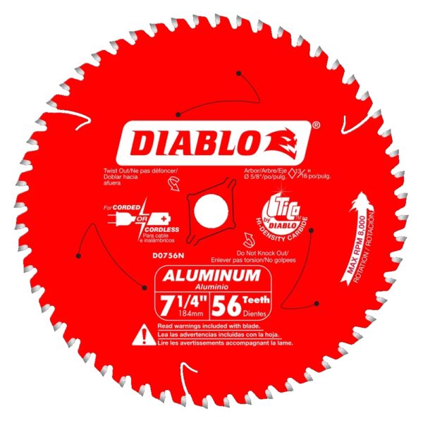 DIABLO D0756N 7-1/4" x 56T TCG Non-Ferrous Circular Saw Blade