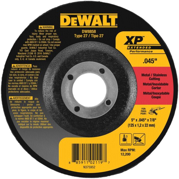 DEWALT DW8858 Wheel Cutting Metal 5" x .045"