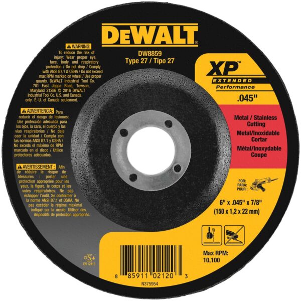 DEWALT DW8859 6" x .045" x 7/8" XP Type 27 Thin Metal Cut Off Wheel