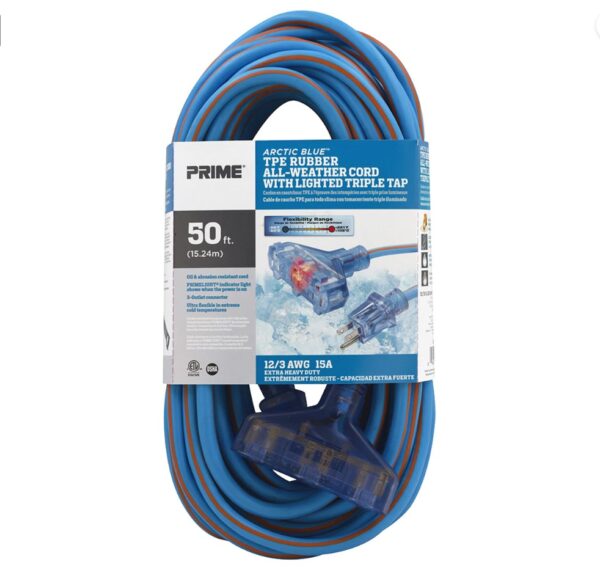 PRIME LT630830 Extension Cord Tri-End 12/3 50 feet Long