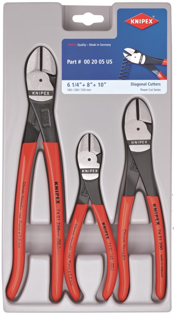KNIPEX 00 20 05 US Diagonal Cutter 3 Pc Set (6" 8" 10")
