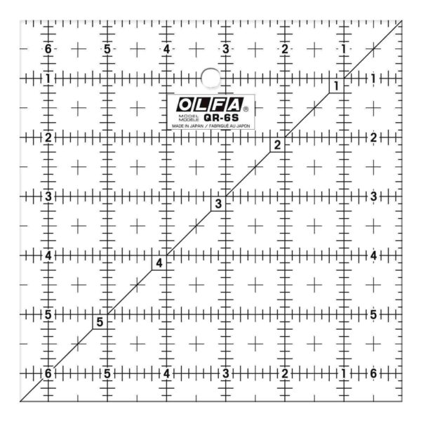 OLFA 1071798 QR-6S 6 1/2" Square Frosted Acrylic Ruler