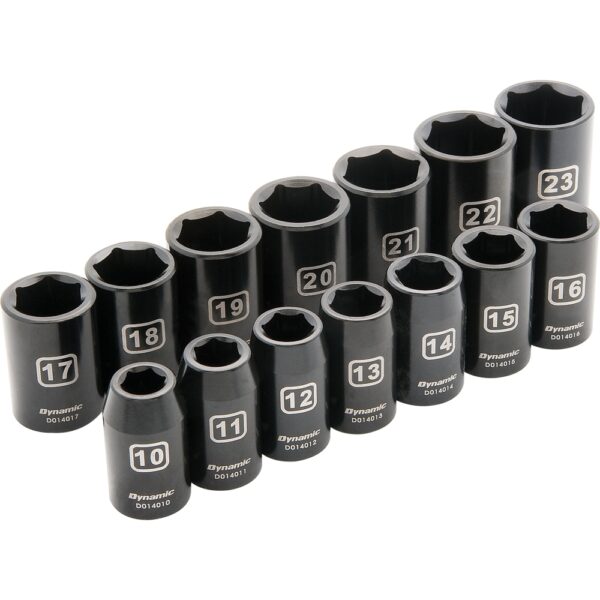 DYNAMIC TOOLS D018023 1/2" Drive 14Pc 6Pt Standard Impact Metric Socket Set