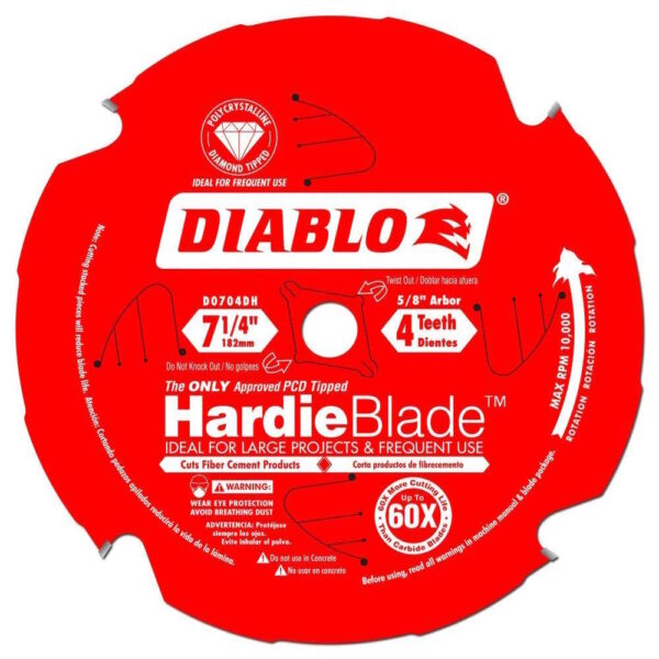 DIABLO D0704DHA 7-1/4" x 4T Hardie PCD Fiber Cement Circular Saw Blade
