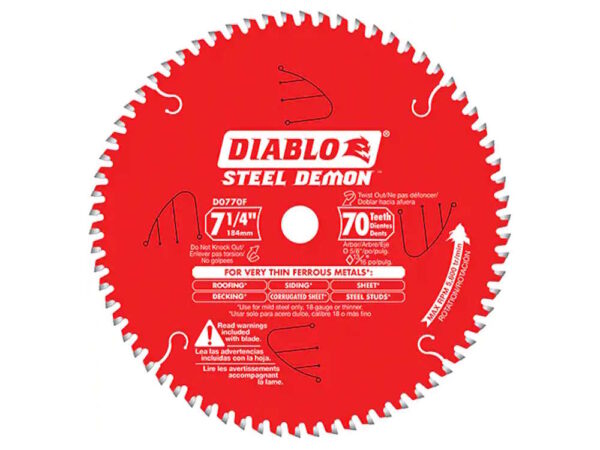 DIABLO D0770FA 7-1/4" x 70T Ultrafine Steel Circular Saw Blade