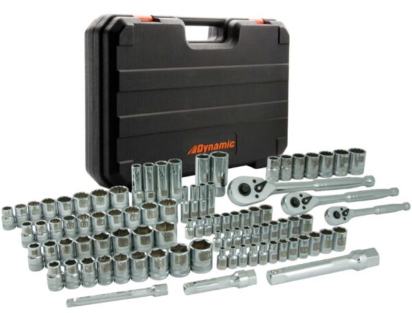 DYNAMIC D106001 SOCKET SET 1/4", 3/8", 1/2" Drive 89 Pc w/Plastic Case