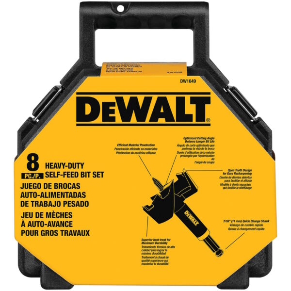 DEWALT DW1649 8Pc Self Feed Kit w/7/16 Quick Change Shank - Image 2