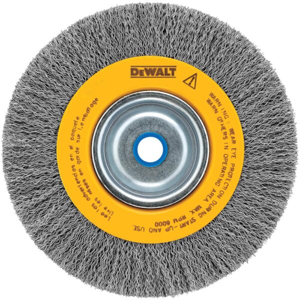 DEWALT DW4905 6" Crimped Bench Wire Wheel 5/8" 1/2" Arbor Wide Face .014"