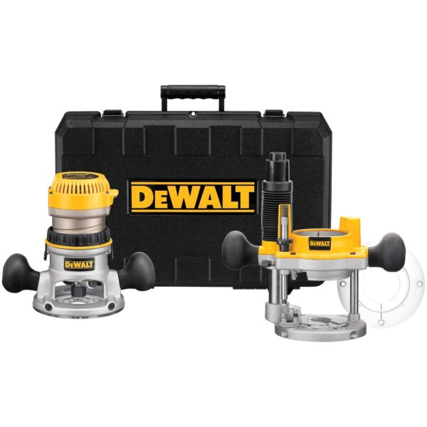 DEWALT DW618PK 2-1/4 HP EVS Fixed Base / Plunge Router Combo Kit w/Soft Start