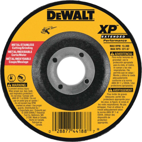 DEWALT DW8808 4-1/2" x 1/4" x 7/8" Type 27- HP Prem Alum Oxide Grinding Wheel