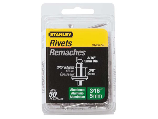 STANLEY PAA66-5B 3/16" x 3/8" Aluminum Rivets (50 Pk)