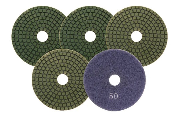 PEARL SPS4050 4" 50 Grit Diamond Wet Polishing Pad - Hook & Loop Backing