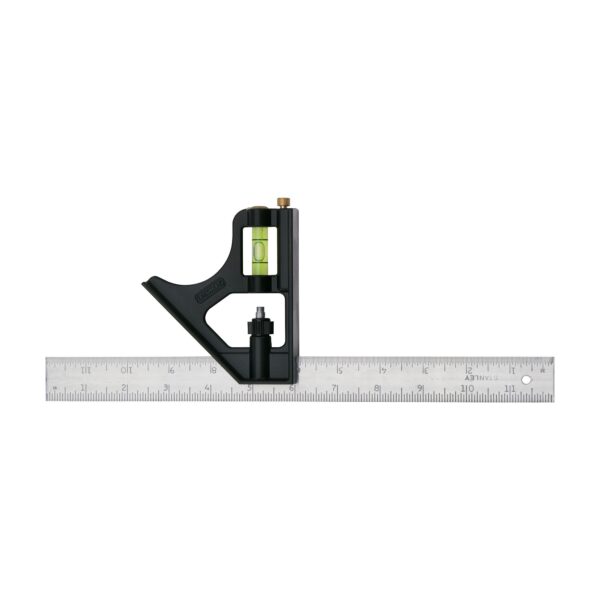 STANLEY 46-222 12" Black Combination Square 45 & 90 Degrees