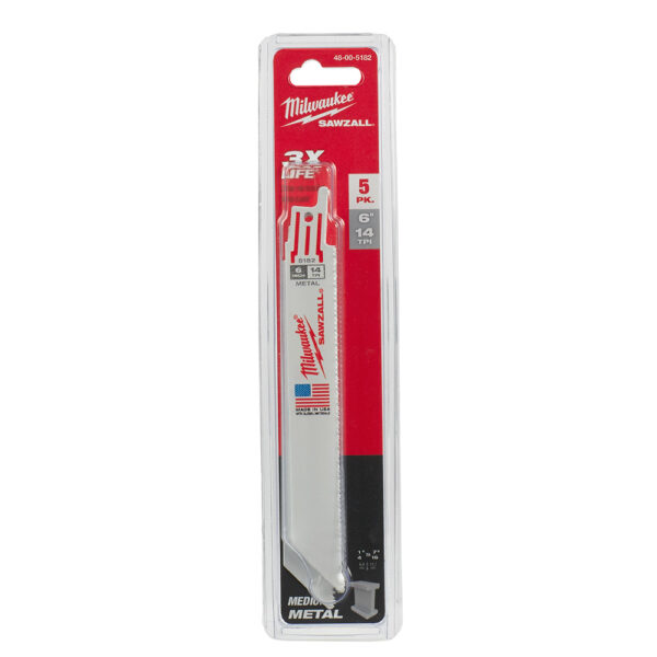 MILWAUKEE 48-00-5182 6" 14 TPI Thin Kerf Sawzall Blades (5Pk)