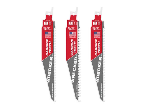 MILWAUKEE 48-00-5341Wrecker 6" 6TPI Recip Blade Carbide Teeth Multi-Material3/pk