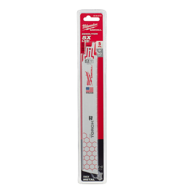 MILWAUKEE 48-00-5713 9" 10 TPI Torch Metal Demolition Sawzall Blades (5Pk)