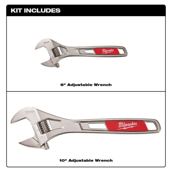 MILWAUKEE 48-22-7400 2PK 10" & 6" Adjustable Wrench - Image 3
