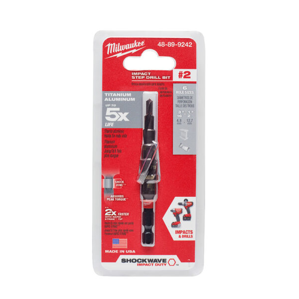 MILWAUKEE 48-89-9242 Shockwave #2 3/16" -1/2" Step Bit