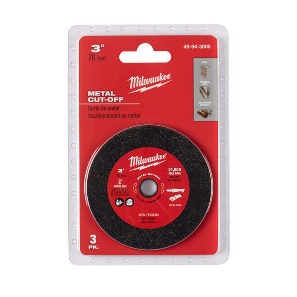 MILWAUKEE 49-94-3000 3" Metal Cut-Off Wheel 3Pk